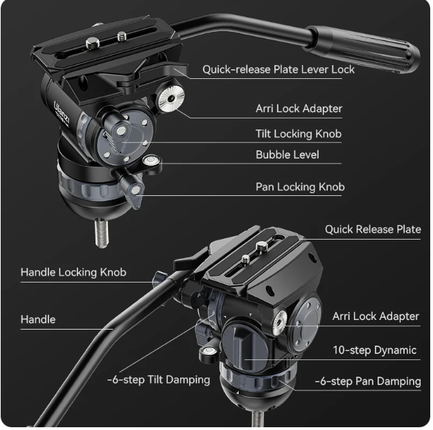 Ulanzi VideoFast Heavy Duty Tripod Kit Carbon Fiber Tripod &amp; Fluid Head T046/ T048 by  in  - EC MALL