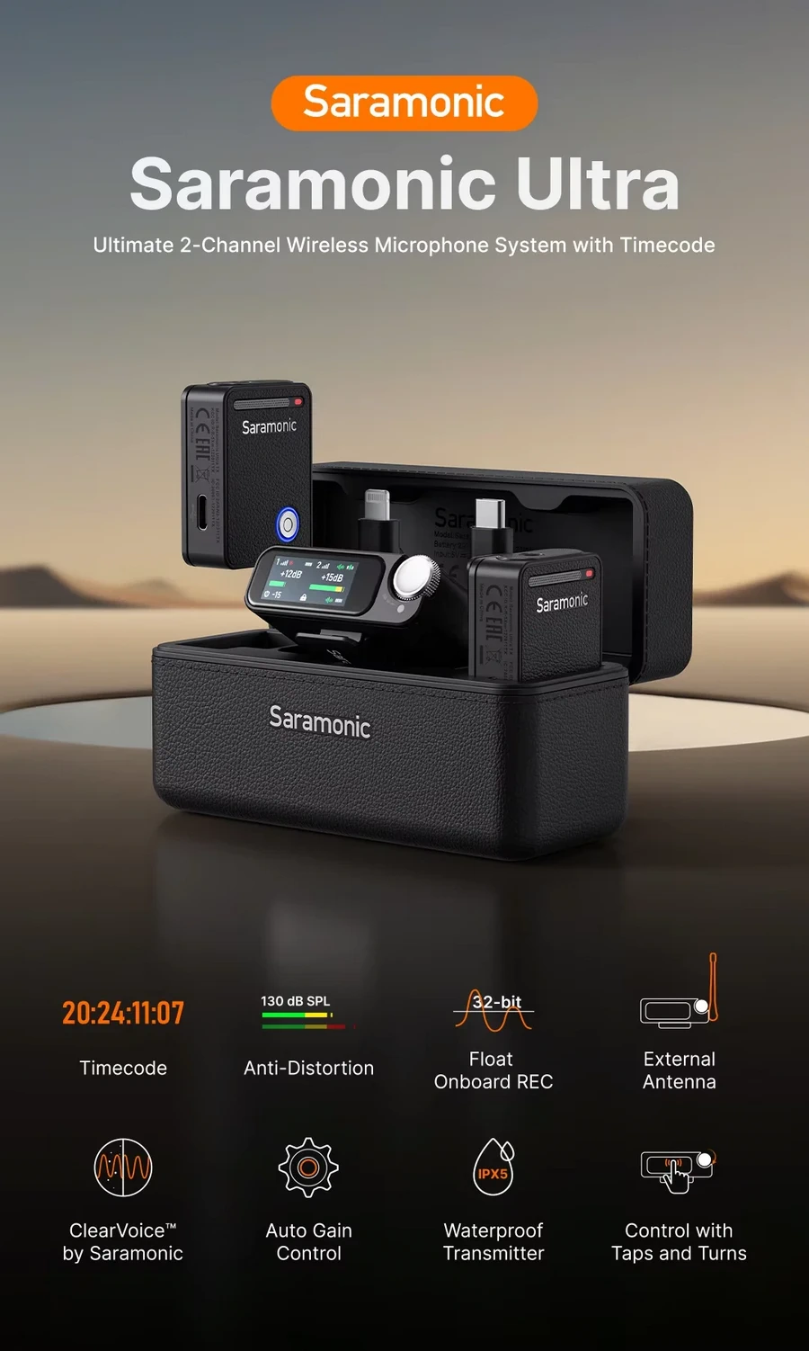 Saramonic Ultra Ultimate 2 Channel Wireless Microphone System with Timecode by  in  - EC MALL