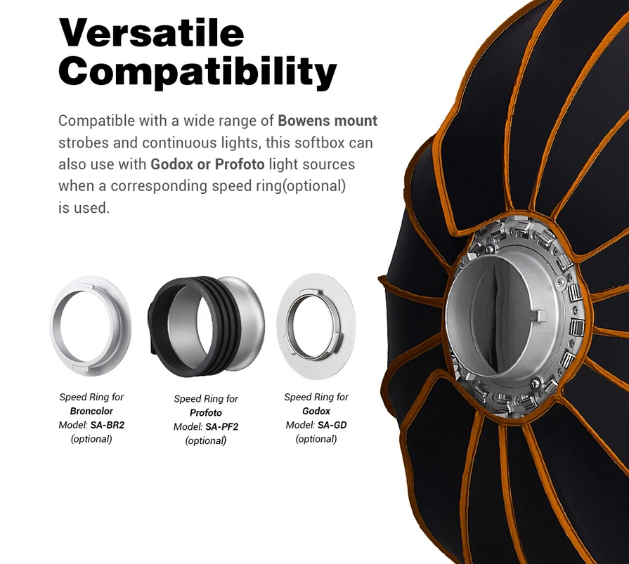 Godox Softbox QR-P120G Quick Release Parabolic Softbox 120cm. With Grid - Bowen Mount (QR-P120) by  in  - EC MALL