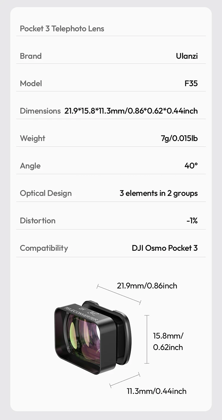Ulanzi F35 Pocket 3 Telephoto Lens by  in  - EC MALL