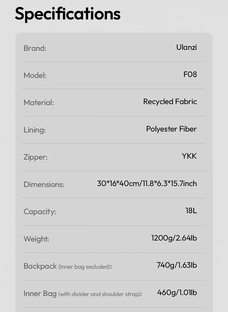 Ulanzi F08 Lightweight Travel Backpack by  in  - EC MALL