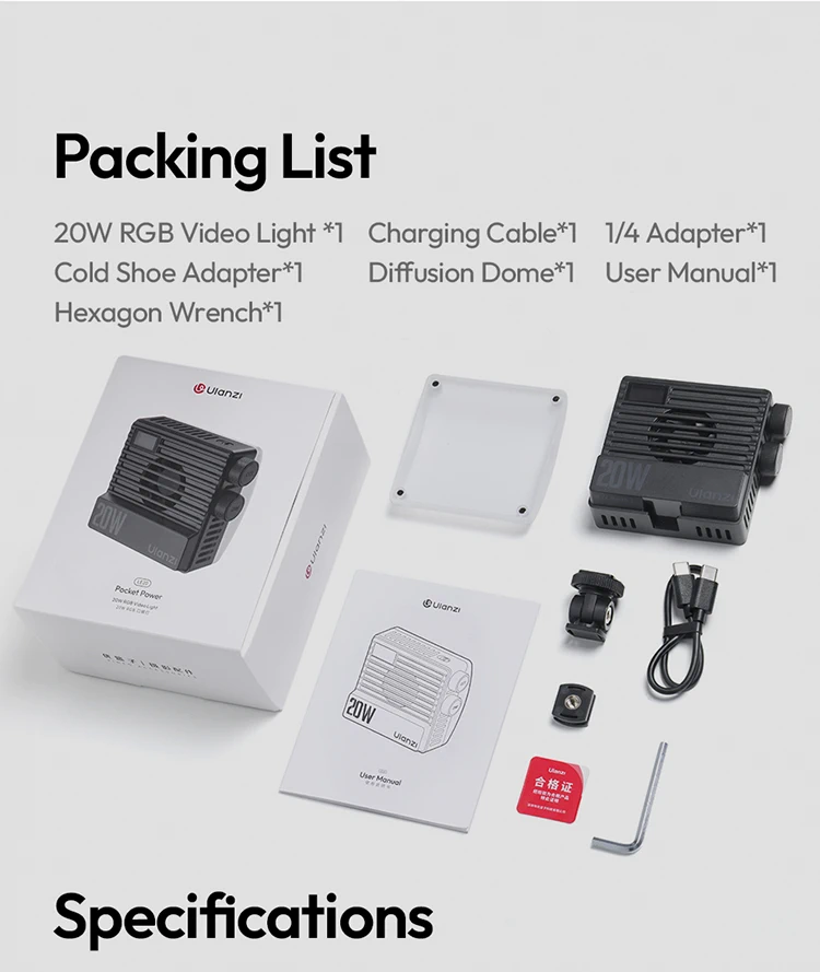 Ulanzi LE20 20W RGB Pocket Light by  in  - EC MALL