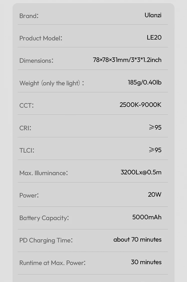 Ulanzi LE20 20W RGB Pocket Light by  in  - EC MALL