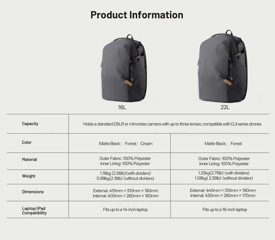 PGYTECH OneGo Lite Backpack 16L by in - EC MALL