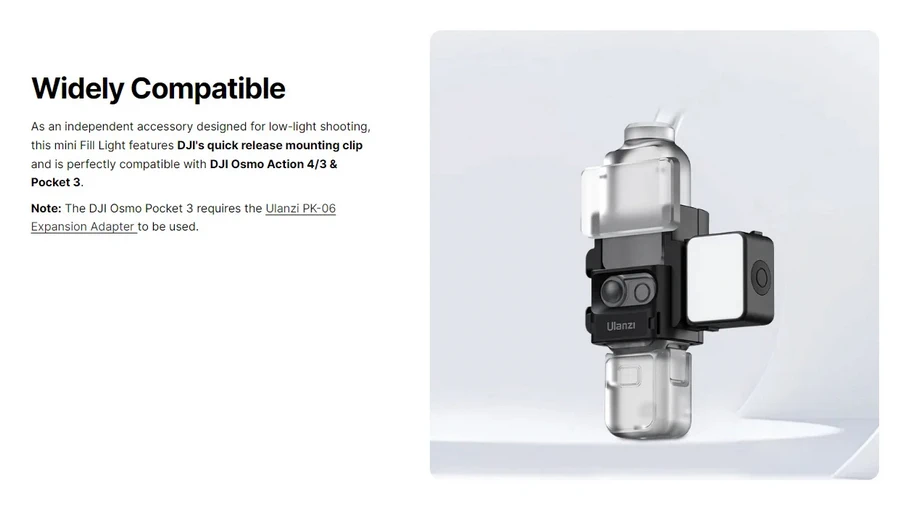 Ulanzi LM18 Mini LED Video Light For DJI Osmo Action 4/3 & Pocket 3 by  in  - EC MALL