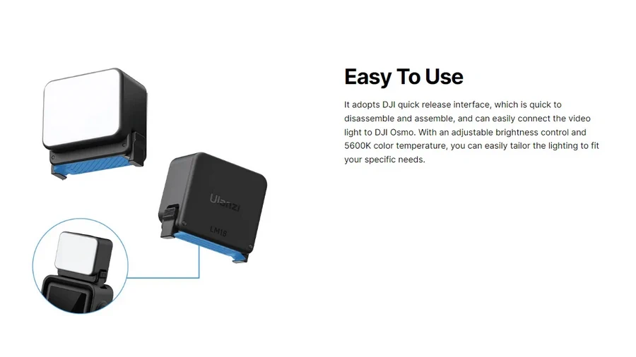 Ulanzi LM18 Mini LED Video Light For DJI Osmo Action 4/3 & Pocket 3 by  in  - EC MALL