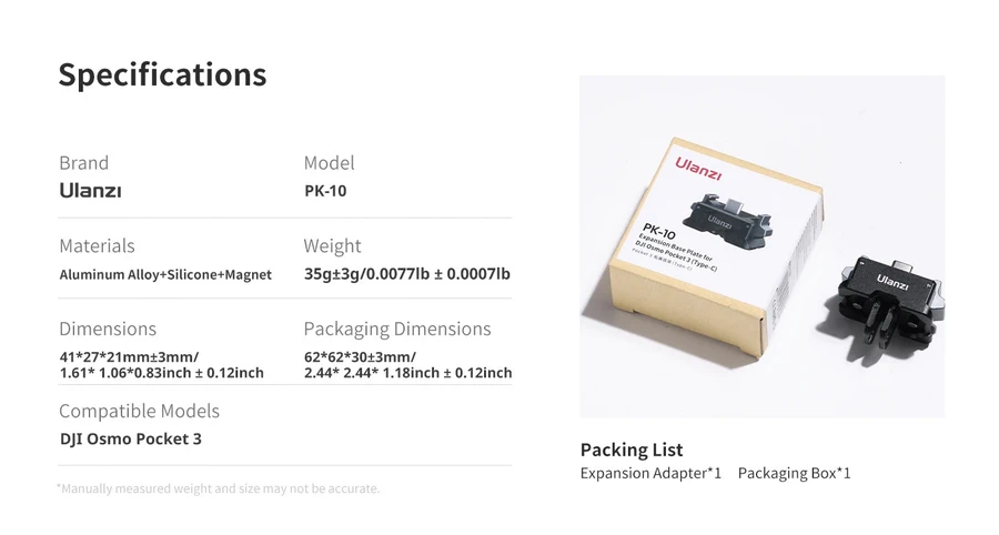 Ulanzi PK10 Osmo Pocket 3 Expansion Adapter with Charging Port by  in  - EC MALL