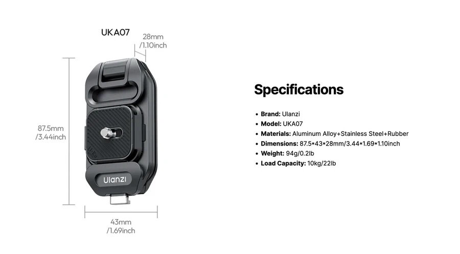 Ulanzi UKA07 UKA Quick-Release Kit for Camera Backpack Strap Clip by  in  - EC MALL