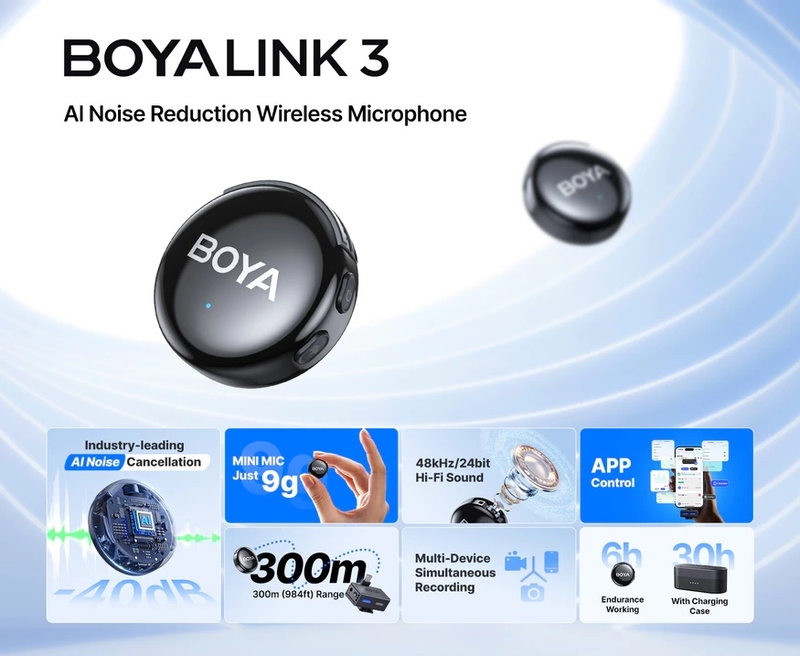 BOYA LINK 3 AI-Powered Button Size Wireless Microphone by  in  - EC MALL
