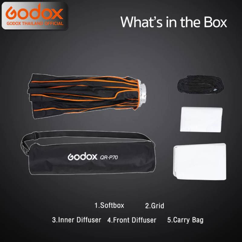 Godox Softbox QR-P70G Quick Release Parabolic Softbox 70cm. With Grid - Bowen Mount (QR-P70) by  in  - EC MALL
