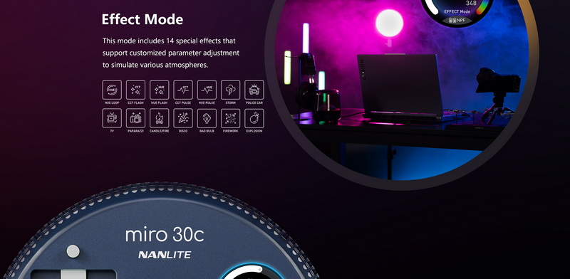 Nanlite Miro 30c Full-color Round Panel Light by  in  - EC MALL