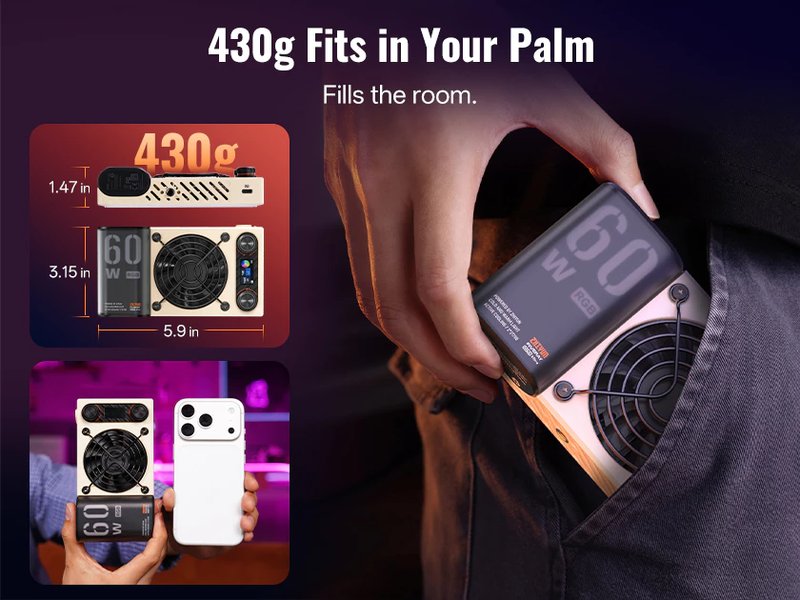 Zhiyun FIVERAY M60 Ultra 60W RGB Pocket Light by  in  - EC MALL