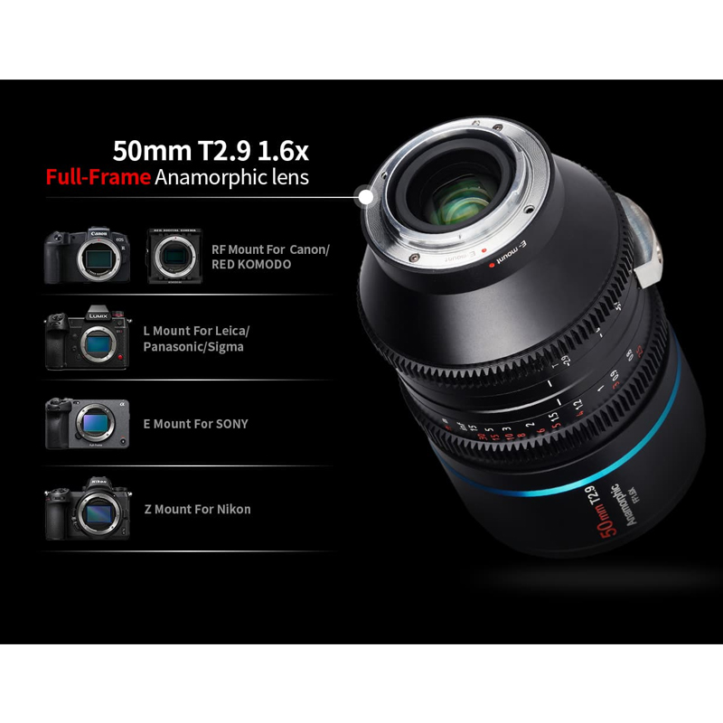 Sirui 50mm T2.9 1.6x Full-Frame Anamorphic Lens