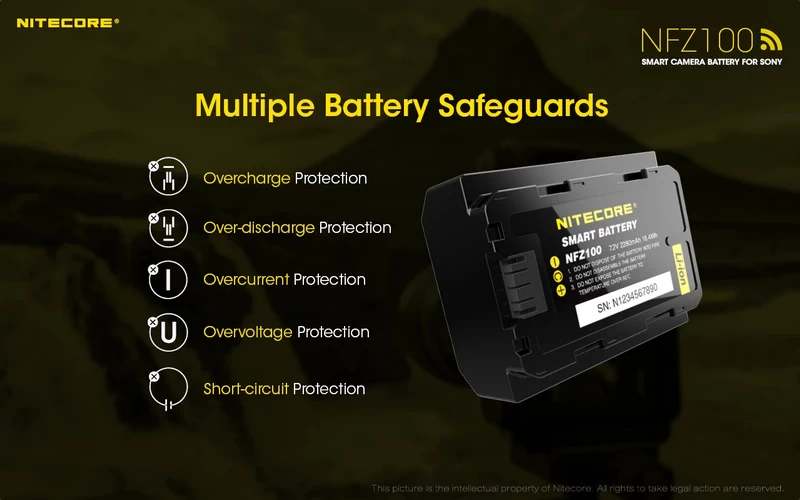 Li-Ion Battery Nitecore NFZ100 Smart Camera Battery for Sony-Detail9