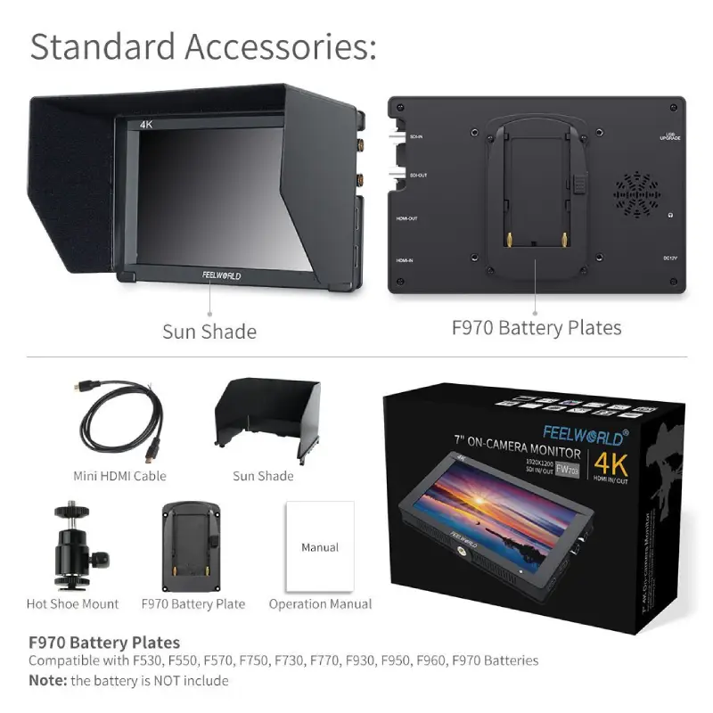 FeelWorld FW703 7Inch IPS 3G-SDI 4K HDMI On-Camera Monitor-Description7