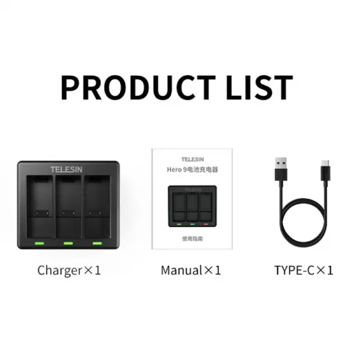 Telesin 3 Channel Charger For Gopro 9&10-Detail2