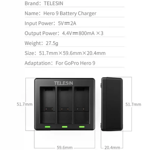 Telesin 3 Channel Charger For Gopro 9&10-Detail9