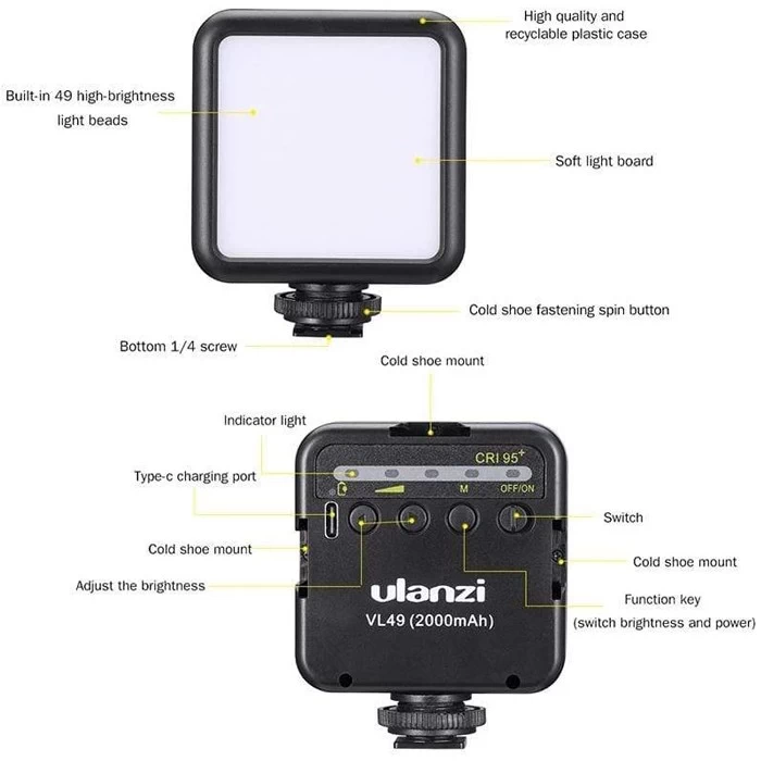Ulanzi VL49 Mini LED Video Light-Detail1