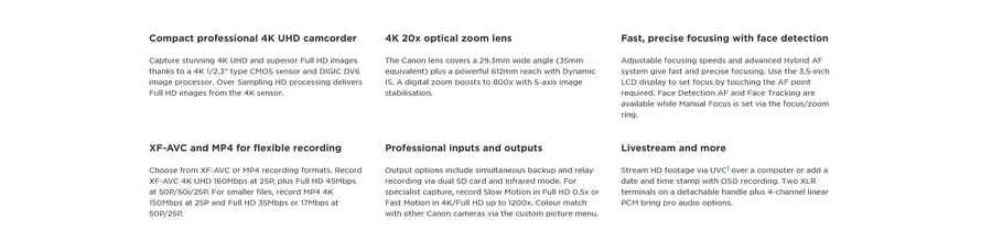 Canon XA60 Professional UHD 4K Camcorder-Des1