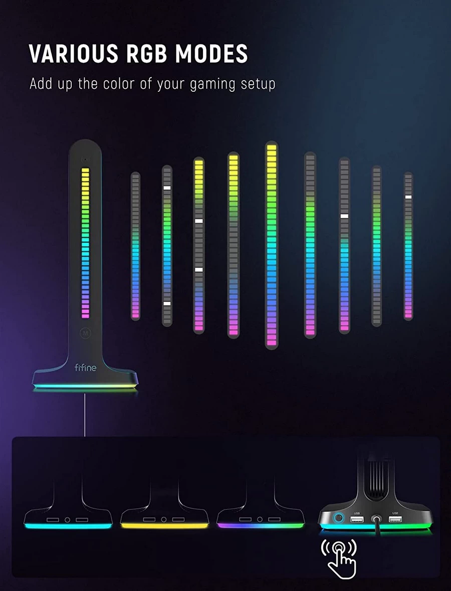 FIFINE S3 RGB Headphone Stand-Des3