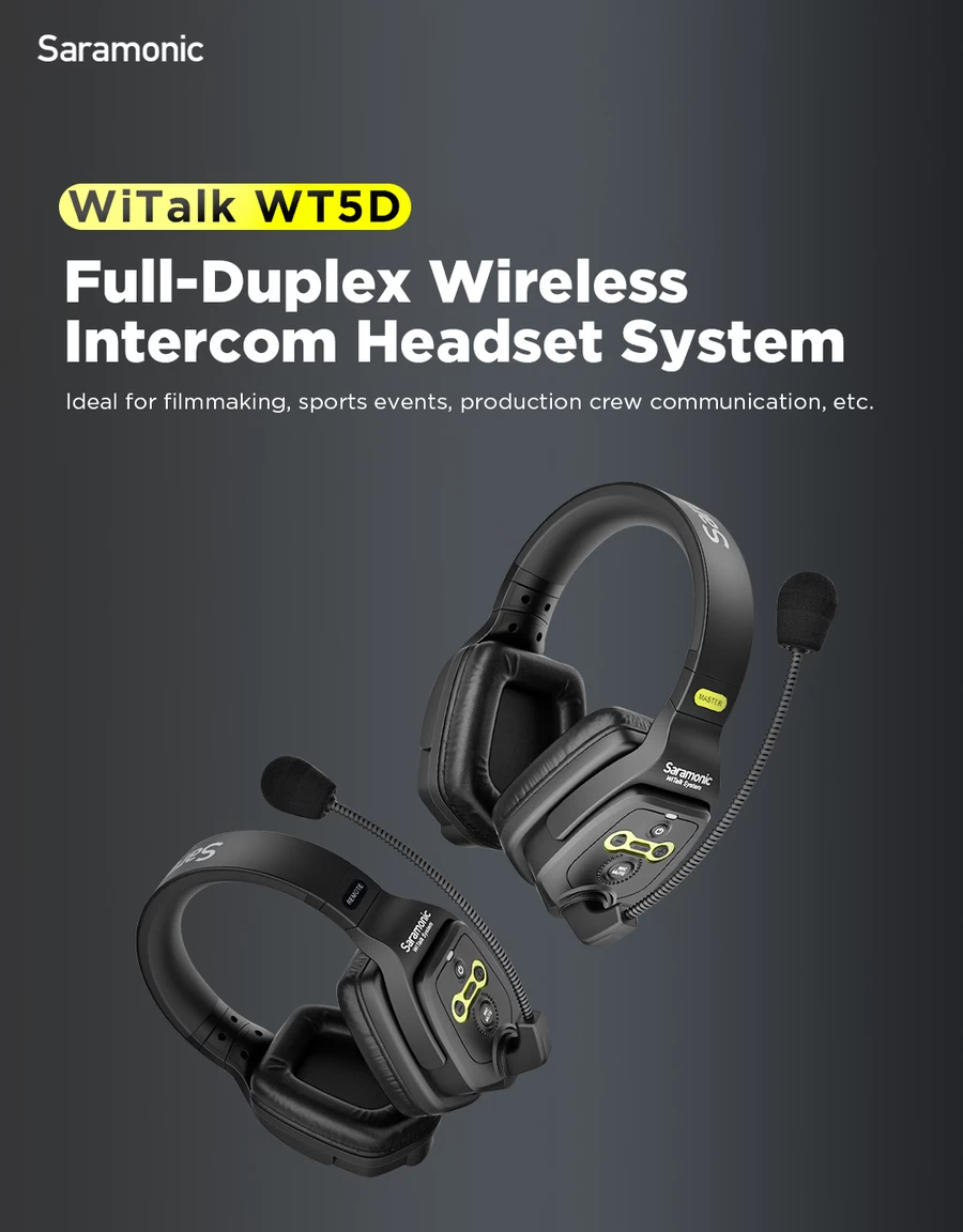 Saramonic WiTalk WT5D-WT5S-Full-Duplex Wireless Intercom Headset System-Des1