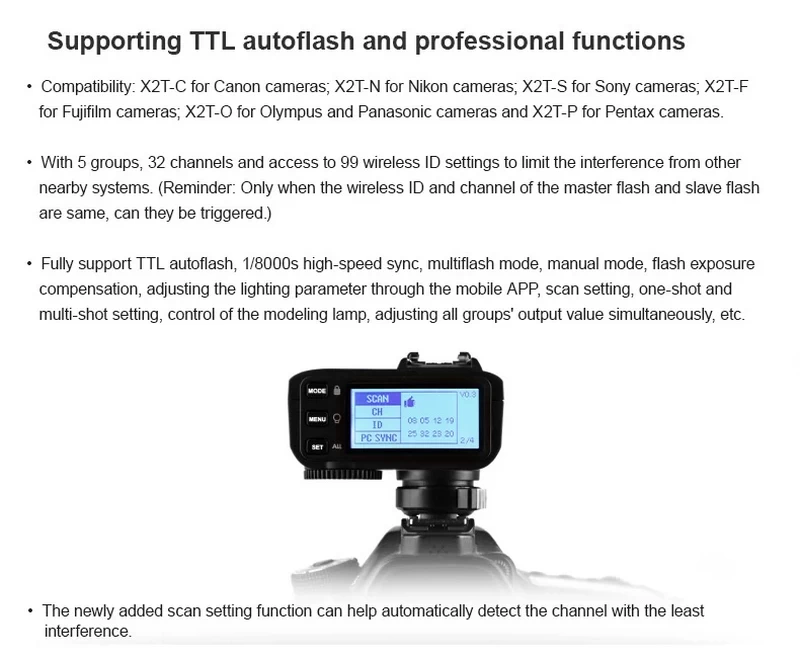 Godox X2T TTL Wireless Flash Trigger-Des6