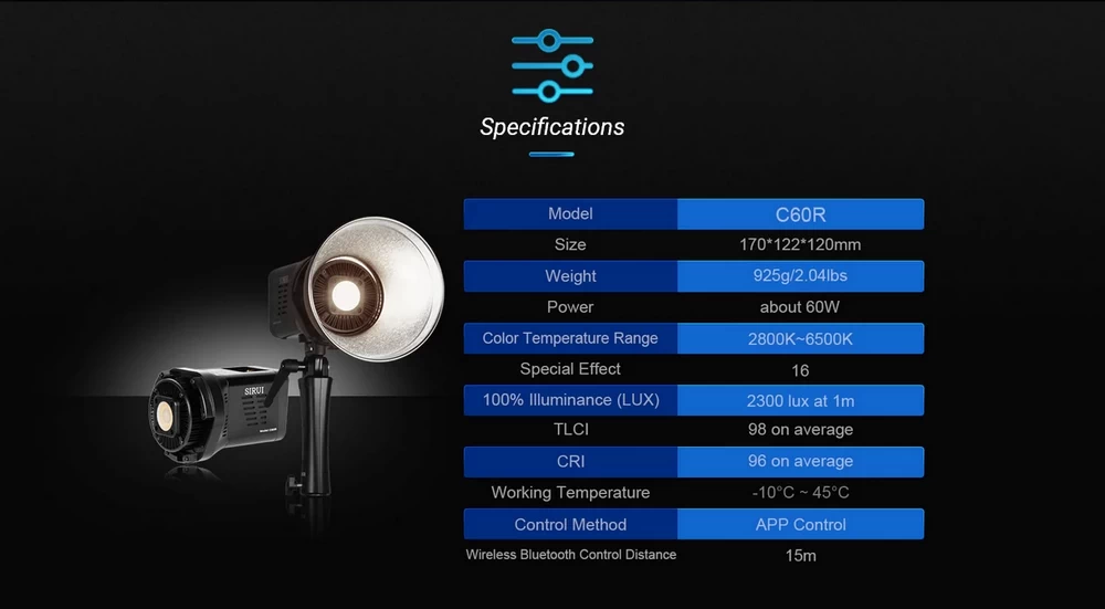 Sirui C60R RGB LED Monolight-Des18