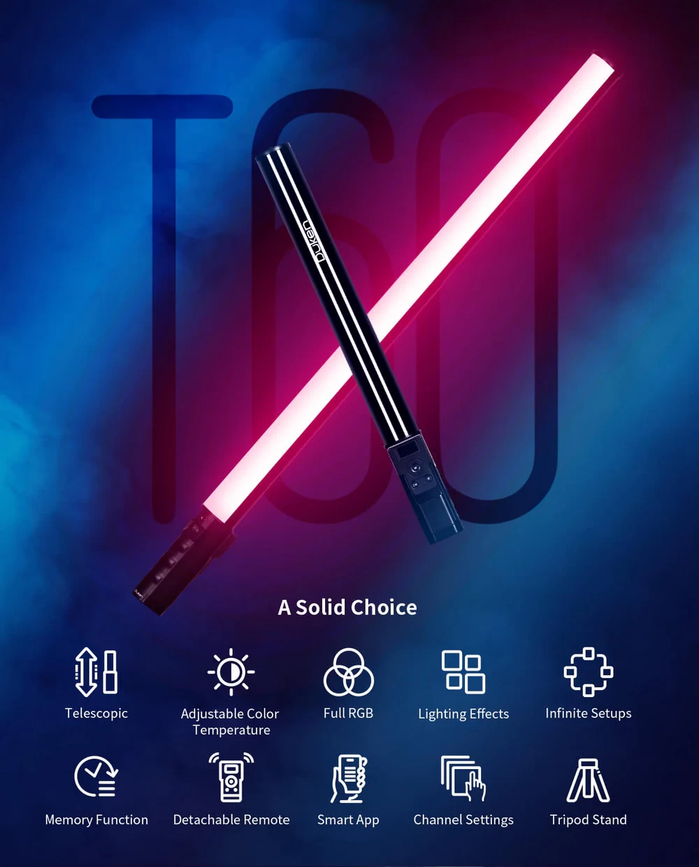 Sirui T60 Telescopic RGB LED Tube Light-Des1