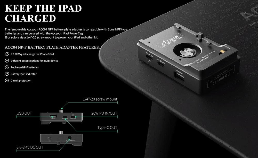 Accsoon ipad Power Cage Pro II-Des4