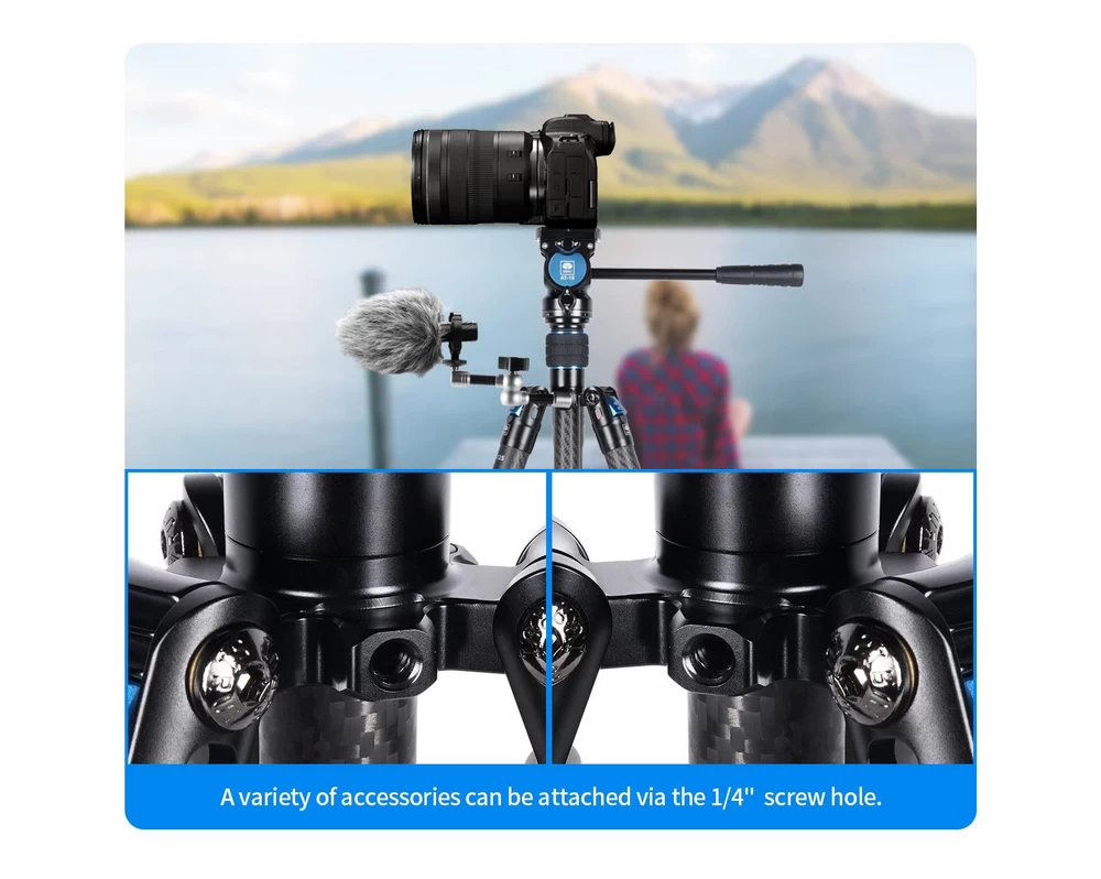 Sirui AT-125+AT-10 Panoramic Video Head Carbon Fiber Tripod Kit-Des11