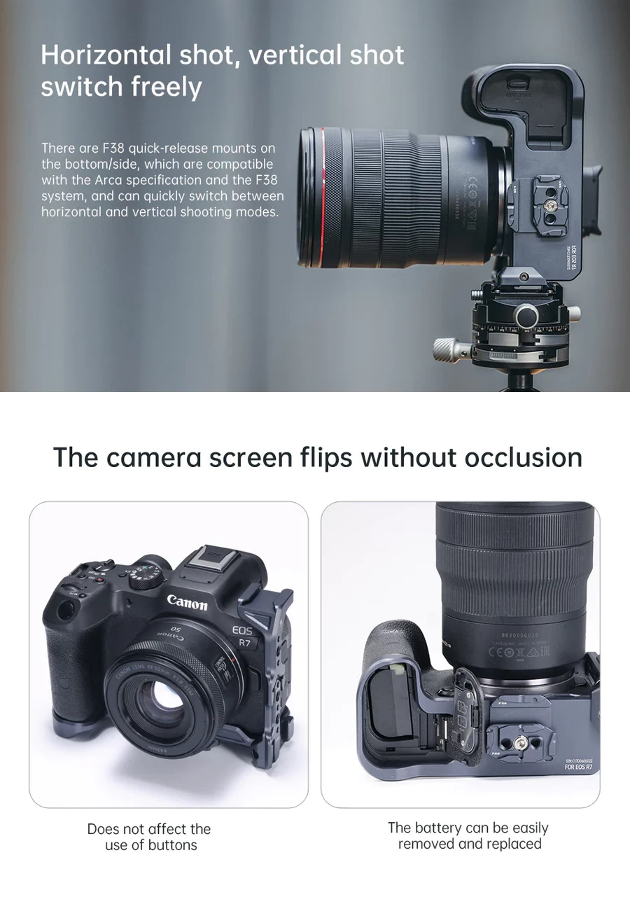 Falcam 3231 F22&F38 Quick Release Camera L Bracket (For EOS R7)-Des2