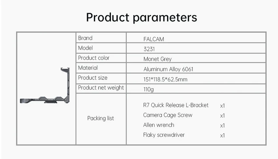 Falcam 3231 F22&F38 Quick Release Camera L Bracket (For EOS R7)-Des5