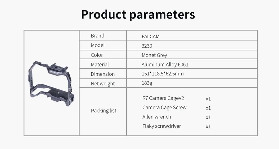 Falcam 3230 F22&F38&F50 Quick Release Camera Full Cage (For EOS R7)-Des13