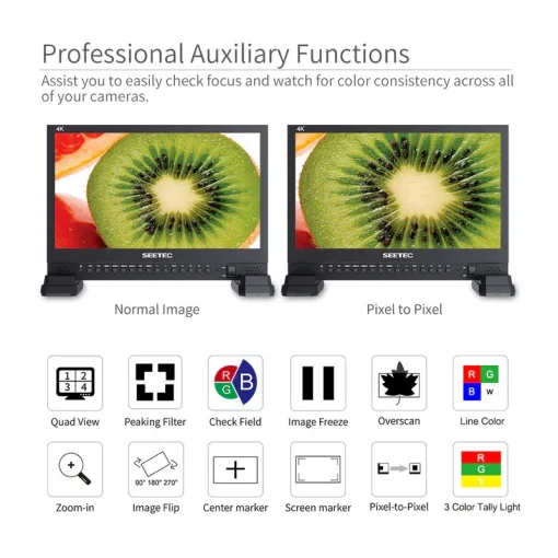 FeelWorld Seetec 4K156-9HSD-384 15.6 Inch 4K 3840X2160 Director Broadcast Monitor SDI 4 HDMI Input Quad Display - Image 4