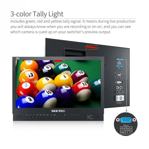 FeelWorld Seetec 4K156-9HSD-384 15.6 Inch 4K 3840X2160 Director Broadcast Monitor SDI 4 HDMI Input Quad Display - Image 6