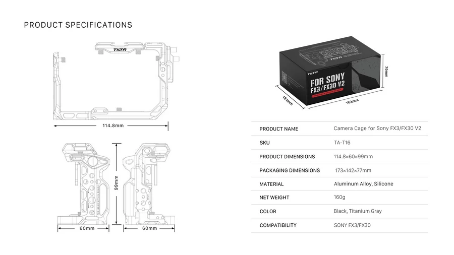 Tilta Full Camera Cage for Sony FX3,FX30 V2 (TA-T16-FCC)-Des5