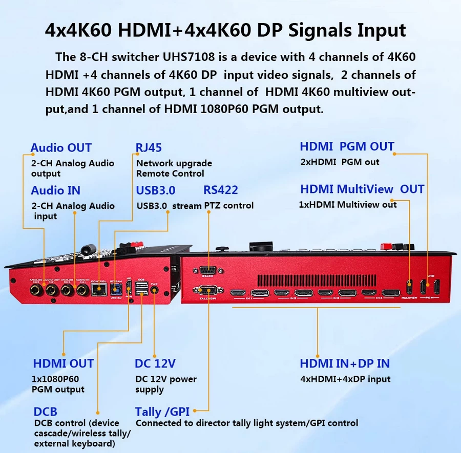 DeviceWell UHS7108 8-CH 4K60 UHD Switcher-Des11