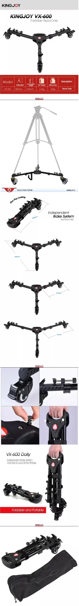 Kingjoy VX-600 Track Wheel Car Video Slider Tripod Dolly-Detail1