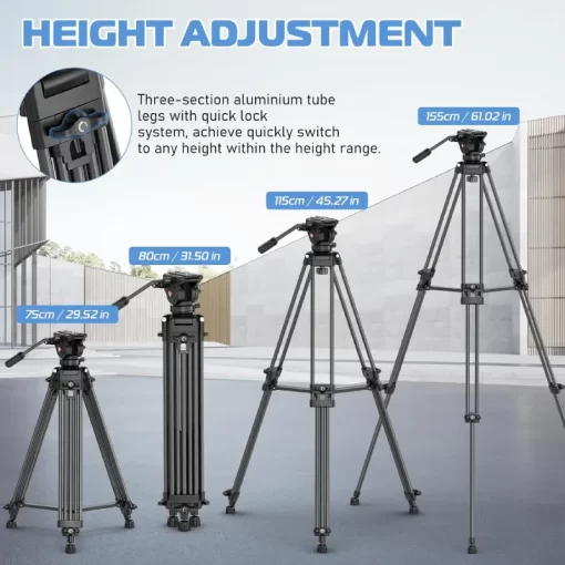 Ulanzi MT-81 Heavy-Duty Video Tripod with Fluid Head (T080GBB1)-Detail3