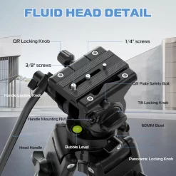 Ulanzi MT-81 Heavy-Duty Video Tripod with Fluid Head (T080GBB1)-Detail4