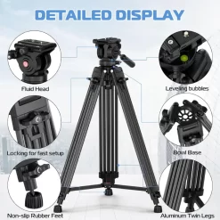 Ulanzi MT-81 Heavy-Duty Video Tripod with Fluid Head (T080GBB1)-Detail7