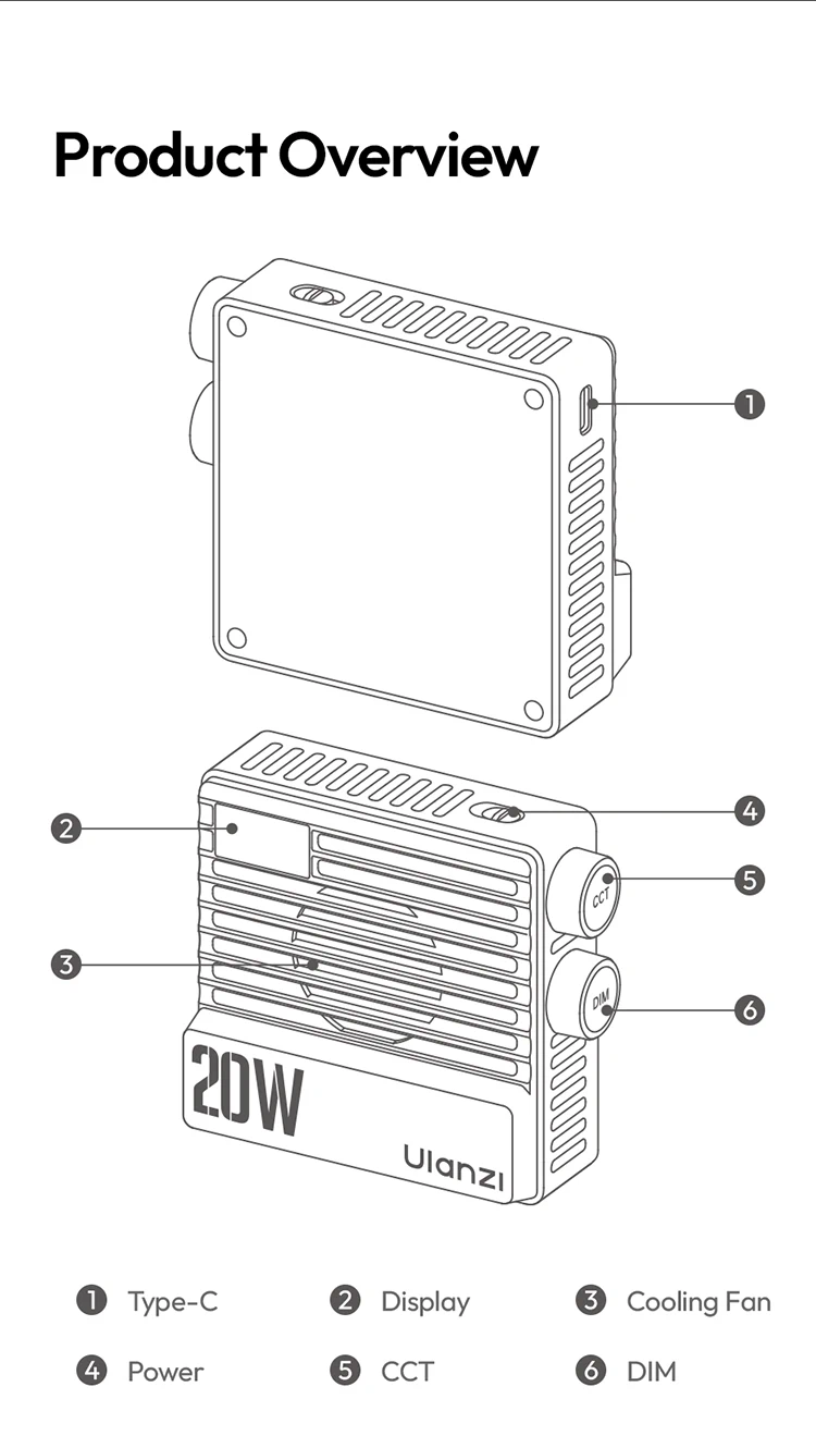 Ulanzi LE20 20W RGB Pocket Light-Des15