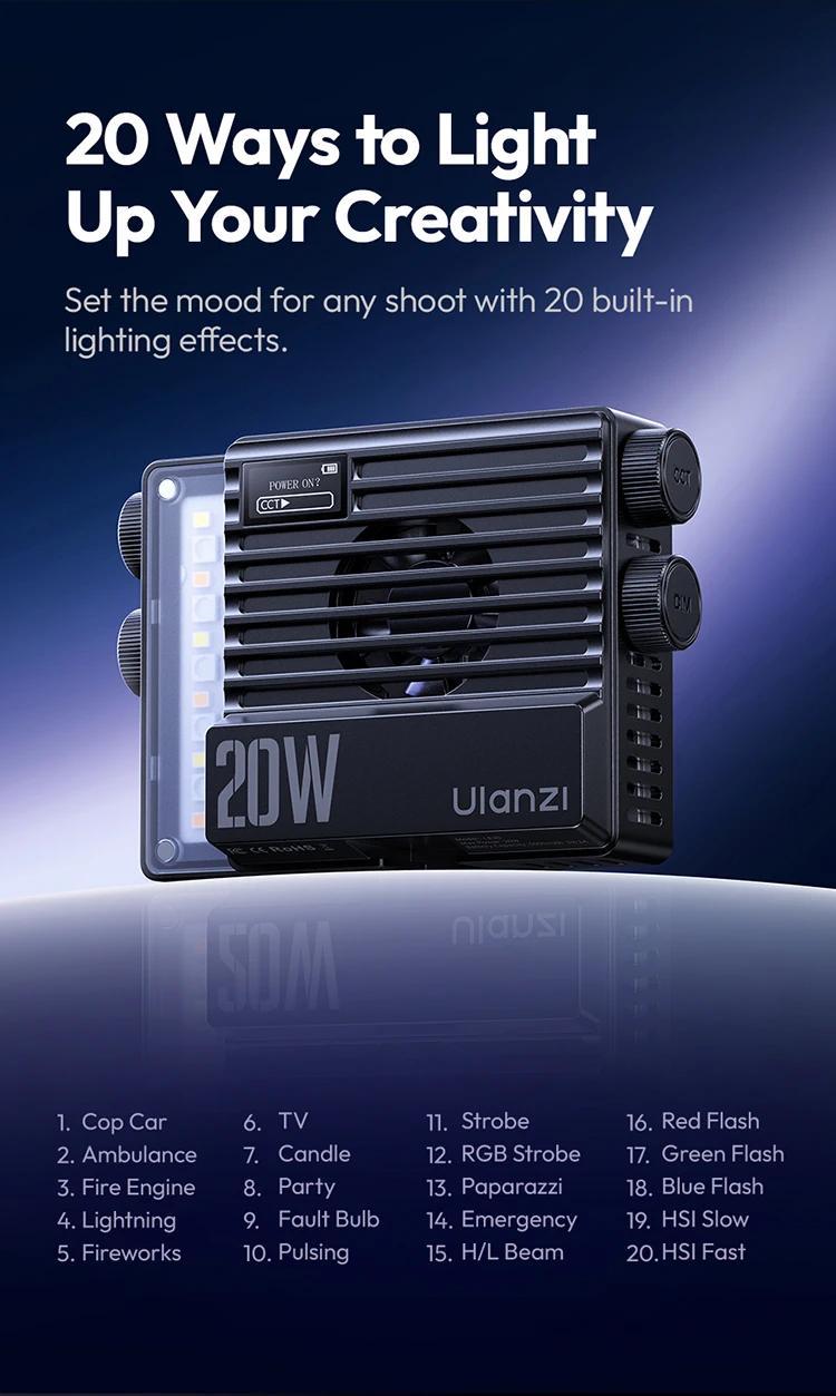 Ulanzi LE20 20W RGB Pocket Light-Des8