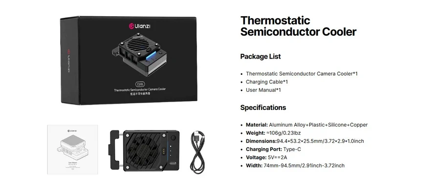 Ulanzi CU01 Thermostatic Semiconductor Camera Cooler Kit-Des11