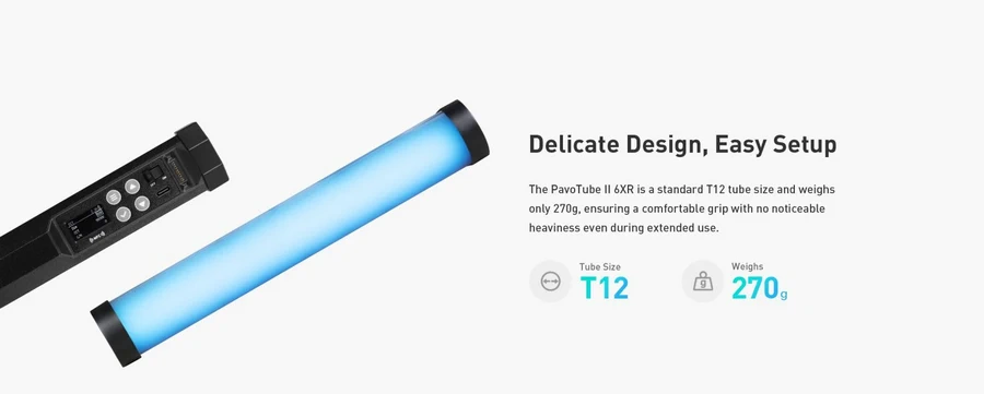 Nanlite PavoTube II 6XR LED RGBWW Pixel Tube Light-Des10