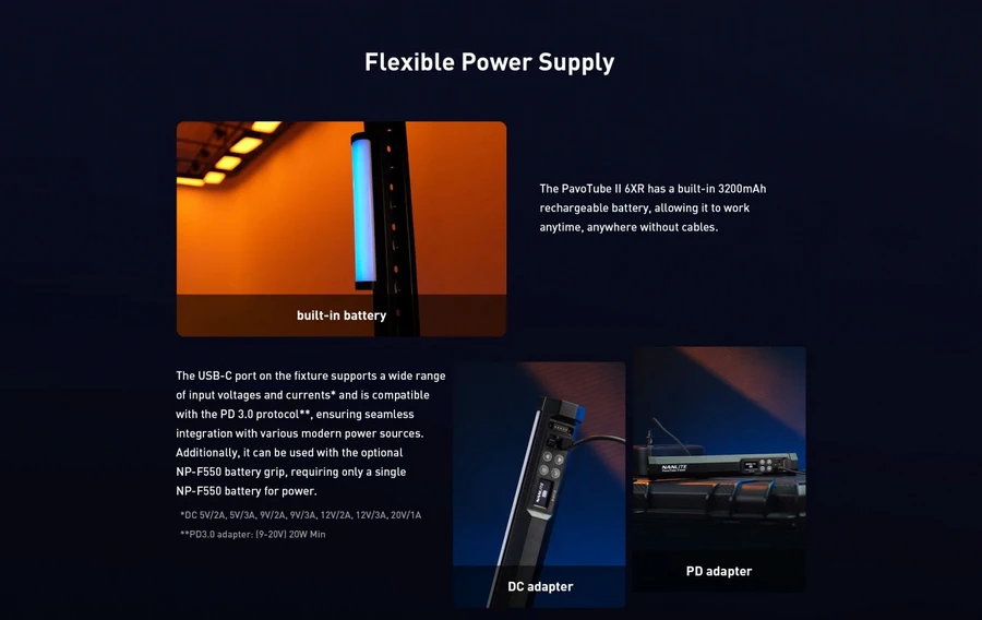 Nanlite PavoTube II 6XR LED RGBWW Pixel Tube Light-Des14