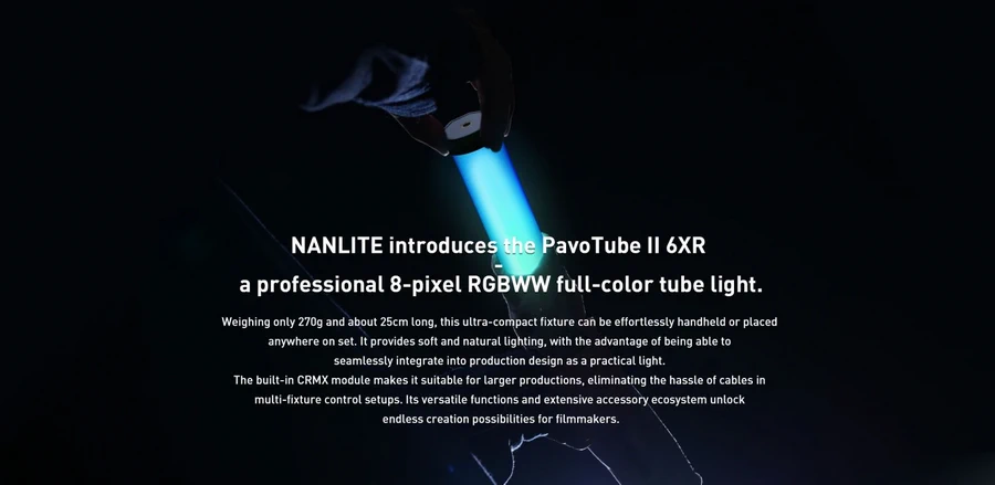 Nanlite PavoTube II 6XR LED RGBWW Pixel Tube Light-Des2
