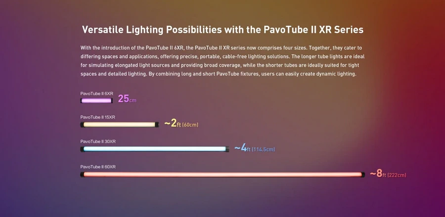 Nanlite PavoTube II 6XR LED RGBWW Pixel Tube Light-Des21