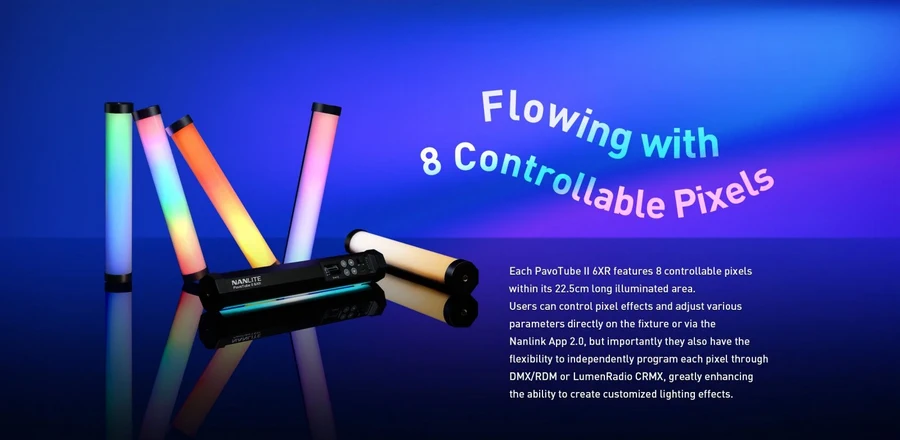 Nanlite PavoTube II 6XR LED RGBWW Pixel Tube Light-Des6